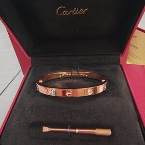 Cartier Wide Four-Diamond Classic Bracelet in Rose Gold